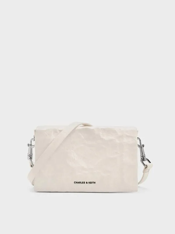 Women Matina CrinkleEffect Crossbody Bag 8211 Cream CHARLES and KEITH Crossbody Bags