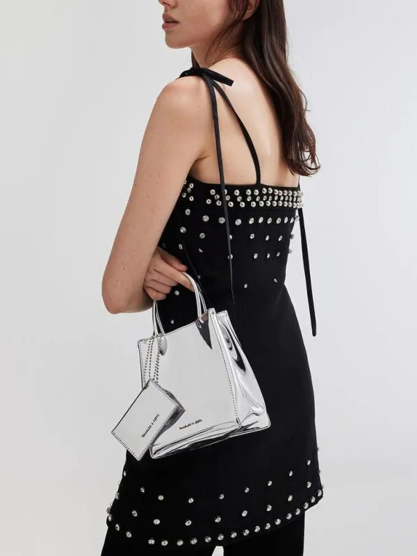 Women Matina Metallic Elongated Tote Bag 8211 Silver CHARLES and KEITH Tote Bags