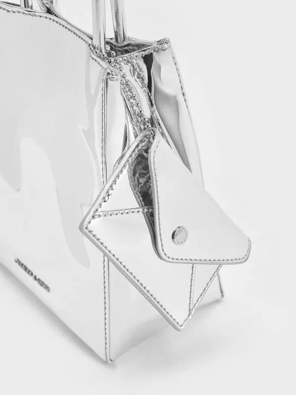 Women Matina Metallic Elongated Tote Bag 8211 Silver CHARLES and KEITH Tote Bags