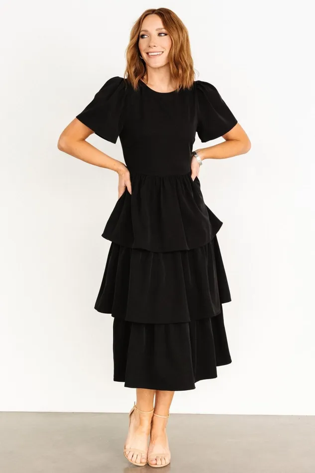 Women Maxi Dresses Baltic Born Cadenza Tiered Maxi Dress Black