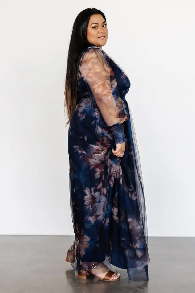 Women Maxi Dresses Baltic Born Layla Tulle Maxi Dress Dark Blue Floral