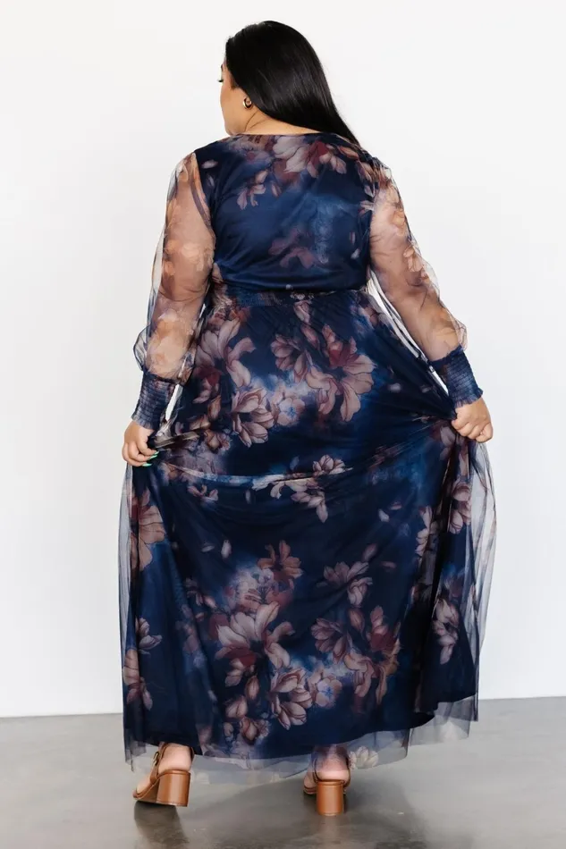 Women Maxi Dresses Baltic Born Layla Tulle Maxi Dress Dark Blue Floral