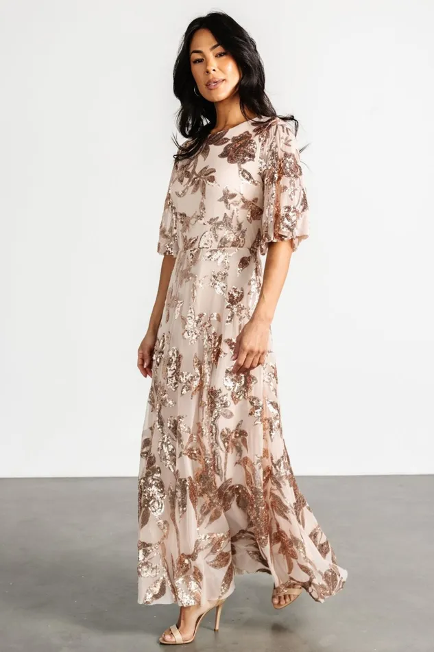 Women Maxi Dresses Baltic Born Lucy Sequin Dress Rose Gold Women Maxi Dresses Baltic Born Lucy Sequin Dress Rose Gold