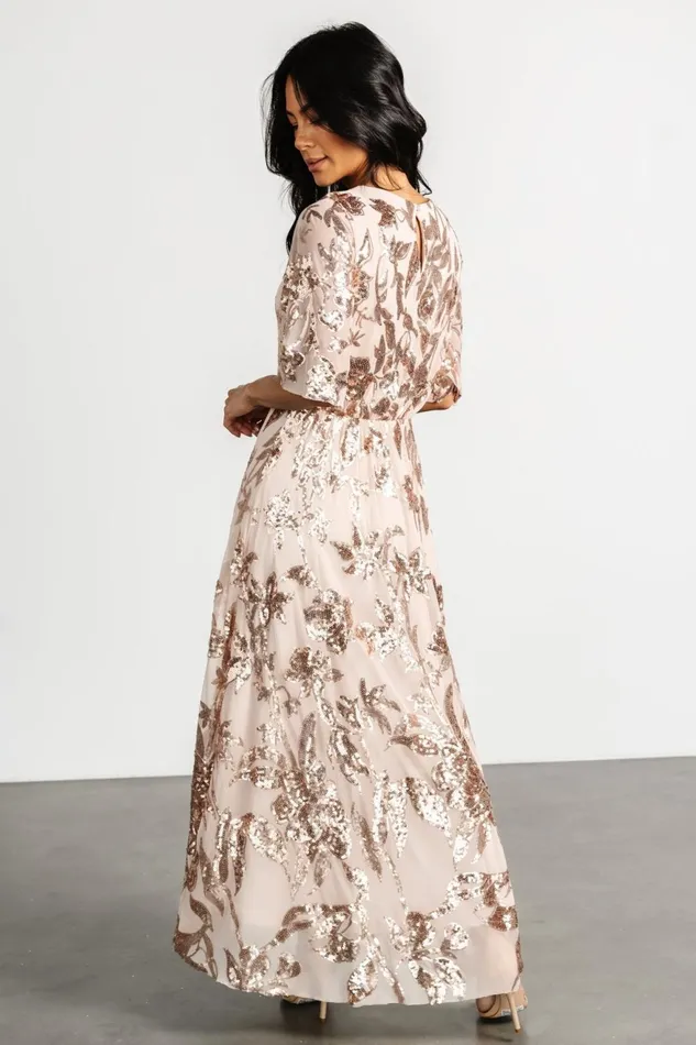 Women Maxi Dresses Baltic Born Lucy Sequin Dress Rose Gold Women Maxi Dresses Baltic Born Lucy Sequin Dress Rose Gold
