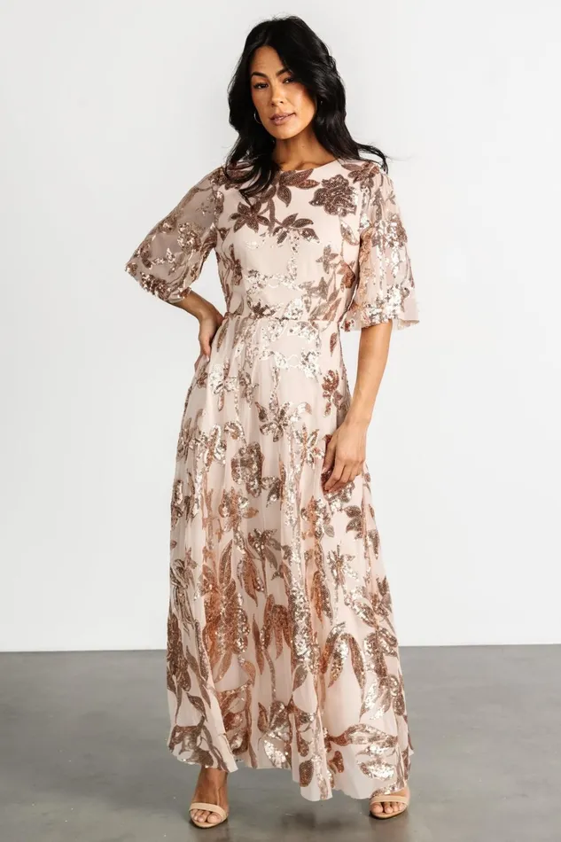 Women Maxi Dresses Baltic Born Lucy Sequin Dress Rose Gold Women Maxi Dresses Baltic Born Lucy Sequin Dress Rose Gold