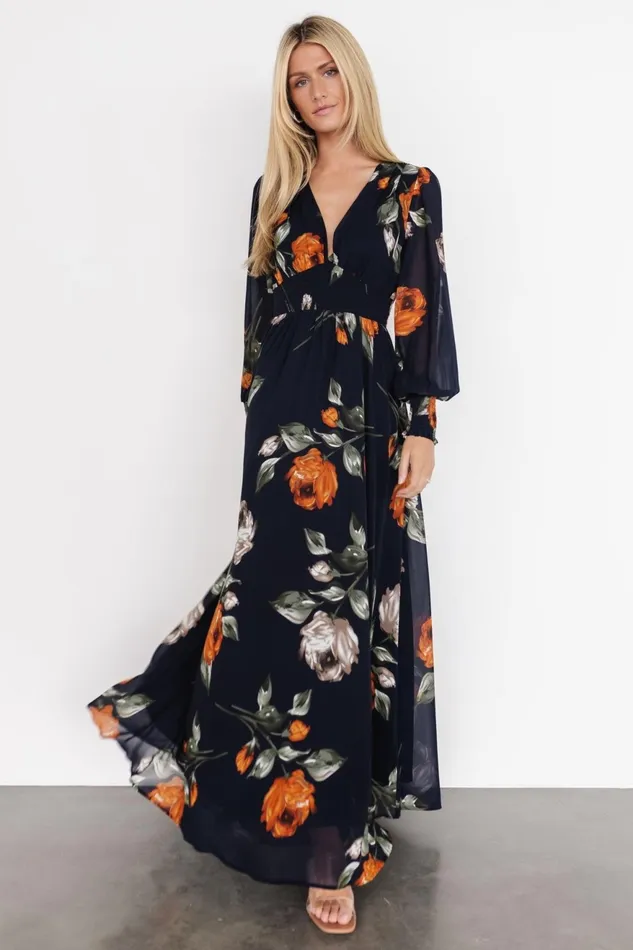 Women Maxi Dresses Baltic Born Olivia Maxi Dress Midnight Navy Floral