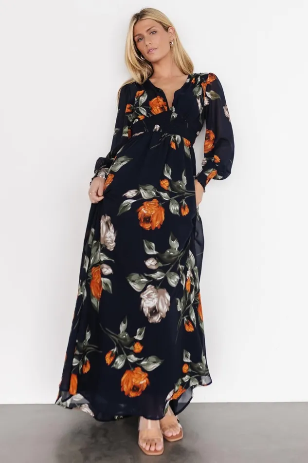 Women Maxi Dresses Baltic Born Olivia Maxi Dress Midnight Navy Floral