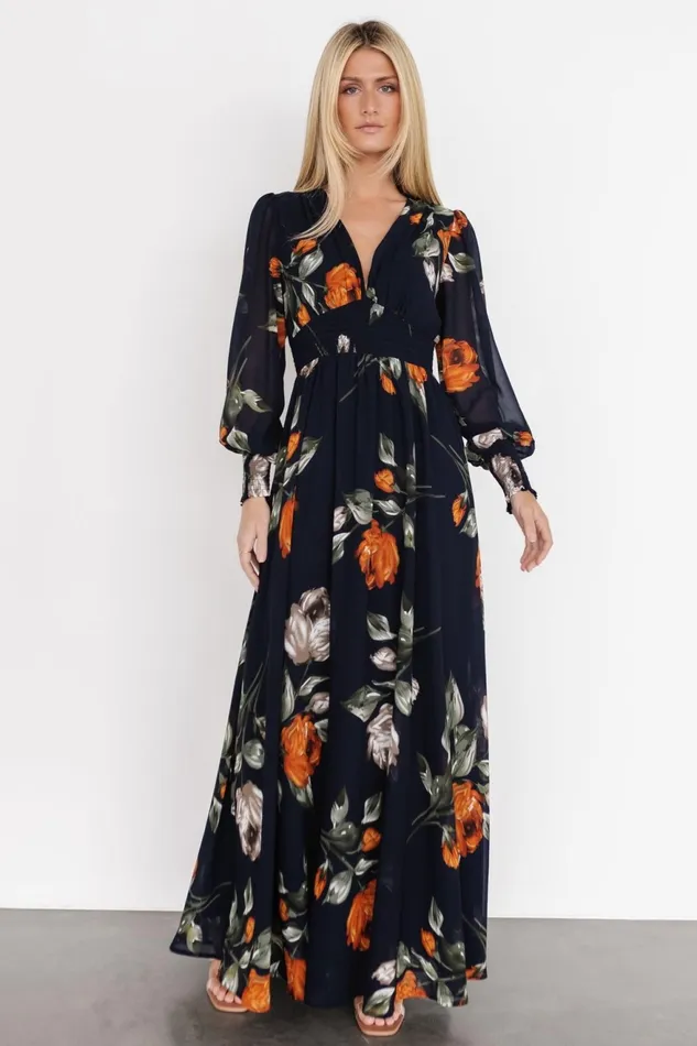 Women Maxi Dresses Baltic Born Olivia Maxi Dress Midnight Navy Floral