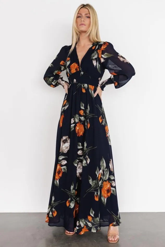 Women Maxi Dresses Baltic Born Olivia Maxi Dress Midnight Navy Floral