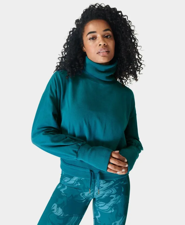 Women Melody Luxe Fleece Pullover Cabin Blue Sweaty Betty Jumpers Hoodies