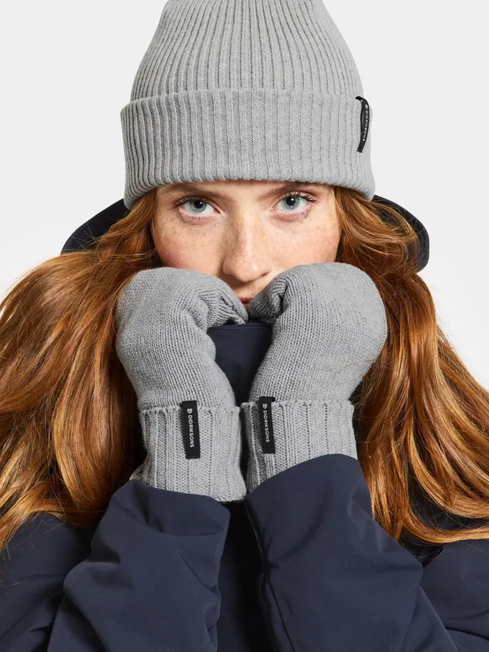 WomenMen Kaj Mittens Grey Melange Didriksons Gloves and Scarves