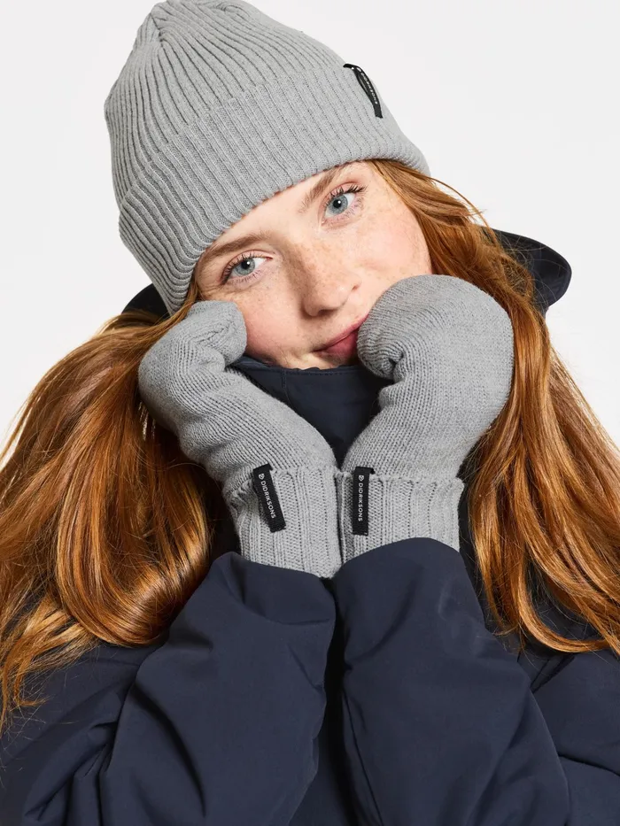 WomenMen Kaj Mittens Grey Melange Didriksons Gloves and Scarves