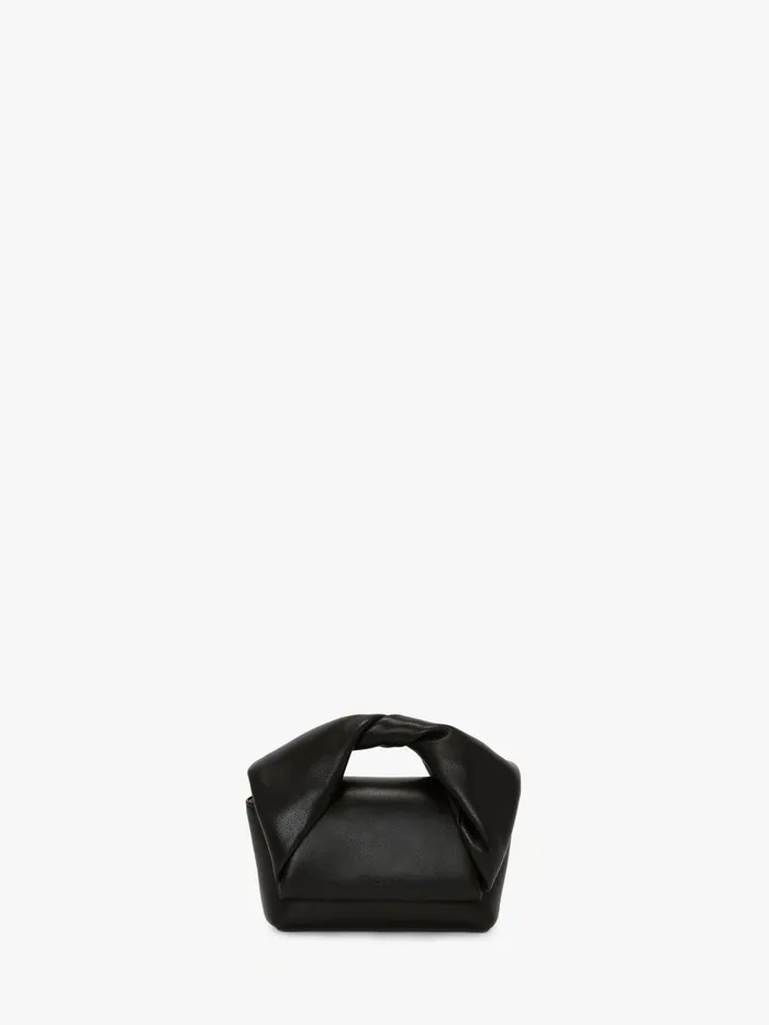 WomenMen Mini Bags and Clutches JW Anderson MINI TWISTER 8211 LEATHER MINI BAG Black