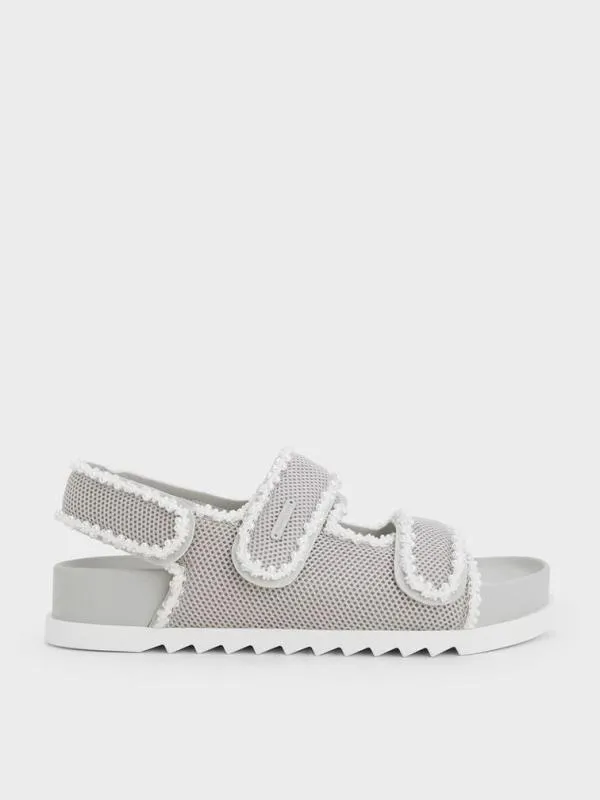 Women Mesh PearlEmbellished Flatform Sandals 8211 Silver CHARLES and KEITH Sandals Women Mesh PearlEmbellished Flatform Sandals 8211 Silver CHARLES and KEITH Sandals