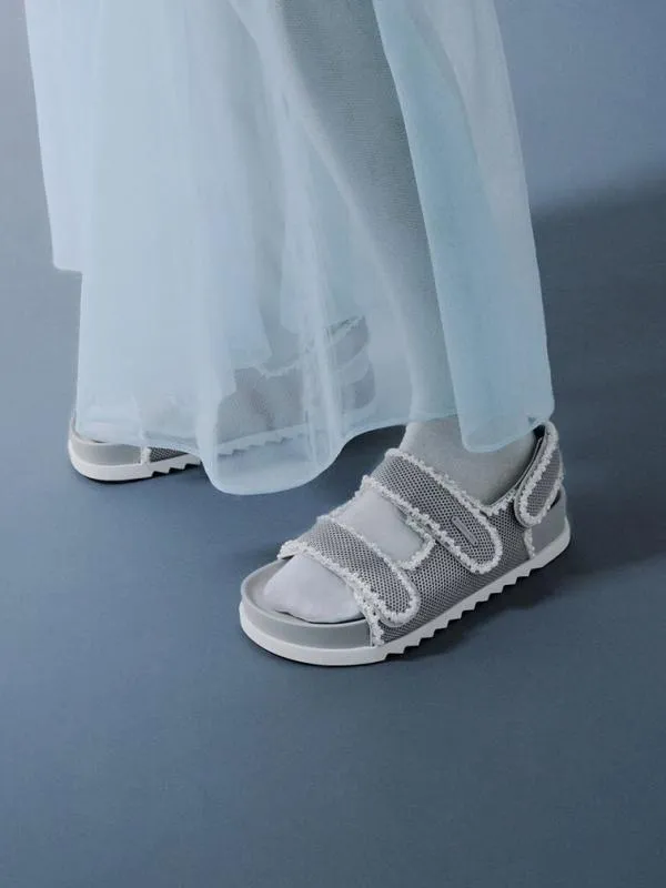 Women Mesh PearlEmbellished Flatform Sandals 8211 Silver CHARLES and KEITH Sandals Women Mesh PearlEmbellished Flatform Sandals 8211 Silver CHARLES and KEITH Sandals