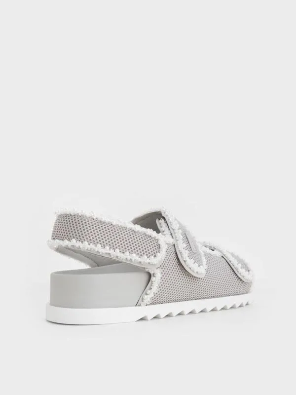 Women Mesh PearlEmbellished Flatform Sandals 8211 Silver CHARLES and KEITH Sandals Women Mesh PearlEmbellished Flatform Sandals 8211 Silver CHARLES and KEITH Sandals