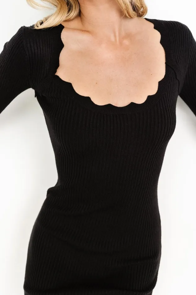 Women Midi Dresses Baltic Born Percy Scalloped Midi Dress Black
