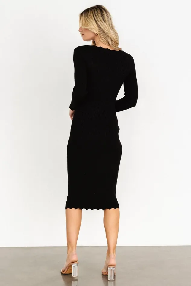 Women Midi Dresses Baltic Born Percy Scalloped Midi Dress Black
