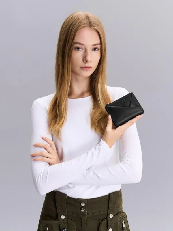 Women Midori Geometric TopZip Wallet 8211 Noir CHARLES and KEITH Small Wallets