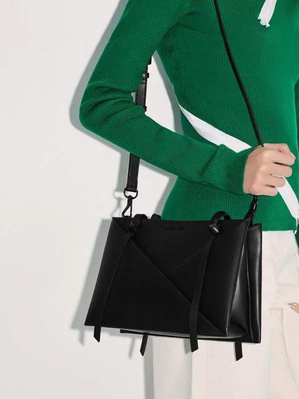 Women Midori Geometric Tote Bag 8211 Noir CHARLES and KEITH Tote Bags