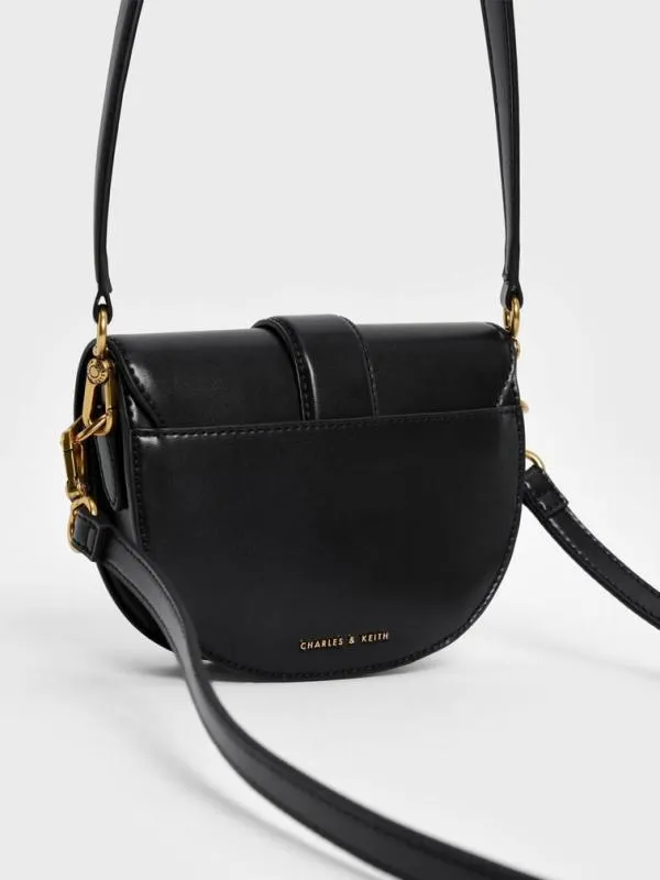 Women Mini Gabine Saddle Bag 8211 Black CHARLES and KEITH Crossbody Bags