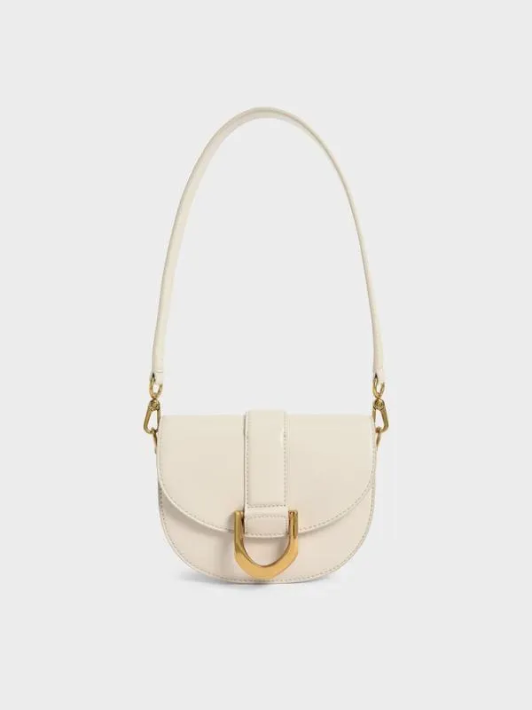 Women Mini Gabine Saddle Bag 8211 Cream CHARLES and KEITH Crossbody Bags