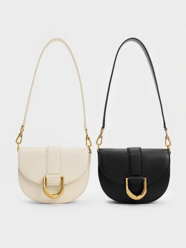 Women Mini Gabine Saddle Bag 8211 Cream CHARLES and KEITH Crossbody Bags Women Mini Gabine Saddle Bag 8211 Cream CHARLES and KEITH Crossbody Bags
