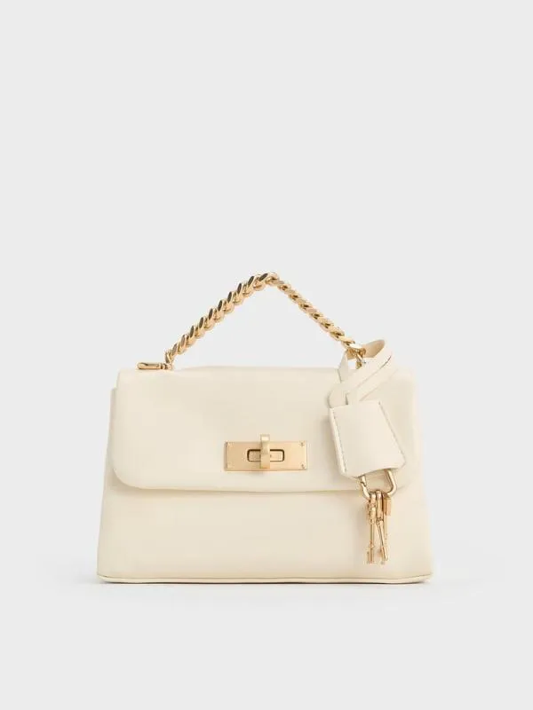 Women Mini Kerry ChainHandle Crossbody Bag 8211 Cream CHARLES and KEITH Crossbody Bags