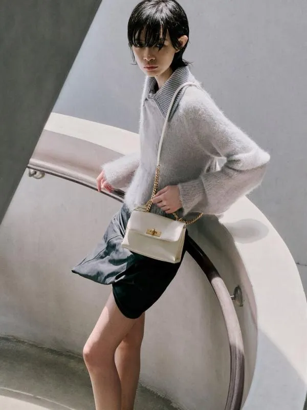 Women Mini Kerry ChainHandle Crossbody Bag 8211 Cream CHARLES and KEITH Crossbody Bags
