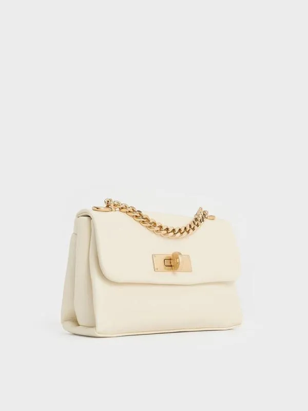 Women Mini Kerry ChainHandle Crossbody Bag 8211 Cream CHARLES and KEITH Crossbody Bags