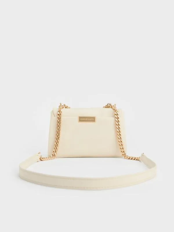 Women Mini Kerry ChainHandle Crossbody Bag 8211 Cream CHARLES and KEITH Crossbody Bags