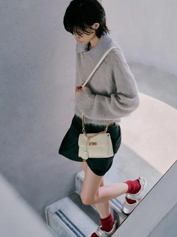 Women Mini Kerry ChainHandle Crossbody Bag 8211 Cream CHARLES and KEITH Crossbody Bags