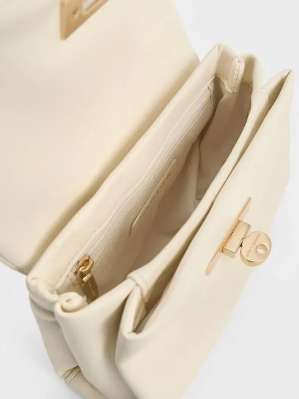 Women Mini Kerry ChainHandle Crossbody Bag 8211 Cream CHARLES and KEITH Crossbody Bags