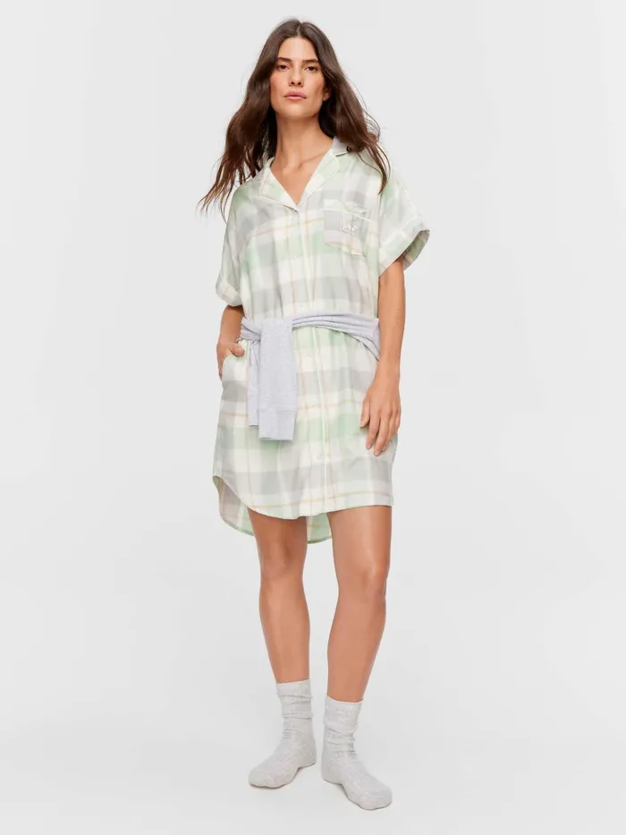 Women Mint Check Nightshirt Multi Peter Alexander Nighties