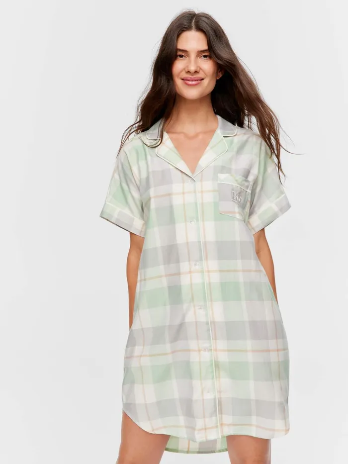 Women Mint Check Nightshirt Multi Peter Alexander Nighties