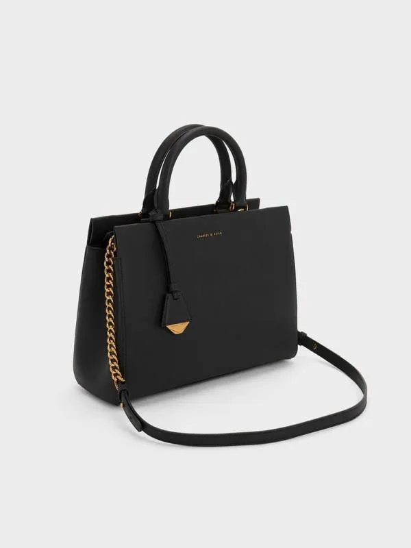 Women Mirabelle Structured Top Handle Bag 8211 Black CHARLES and KEITH Top Handle Bags