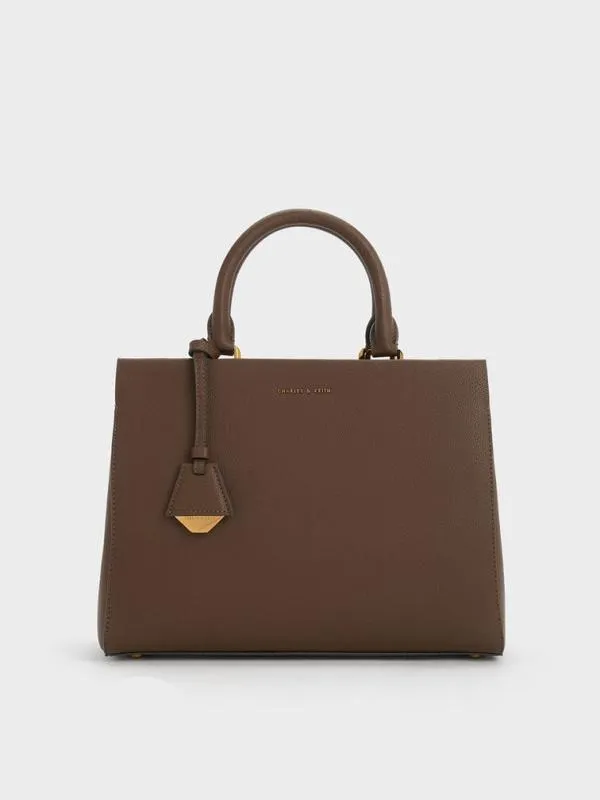 Women Mirabelle Structured Top Handle Bag 8211 Dark Brown CHARLES and KEITH Top Handle Bags