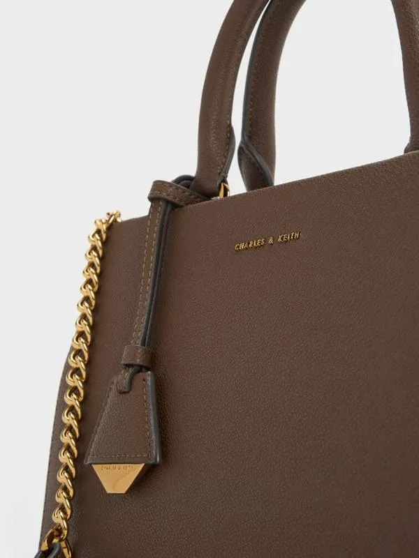 Women Mirabelle Structured Top Handle Bag 8211 Dark Brown CHARLES and KEITH Top Handle Bags