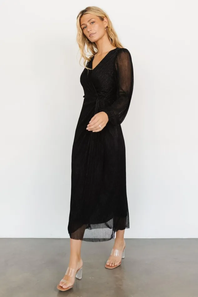 Women Mother Of The Bride Baltic Born Devlyn Pleated Dress Black Shimmer
