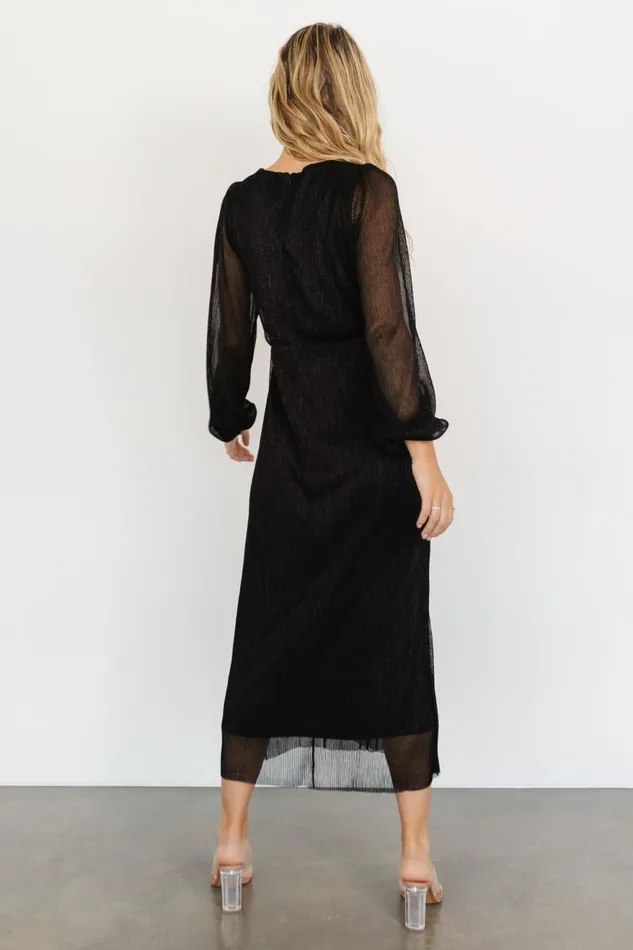 Women Mother Of The Bride Baltic Born Devlyn Pleated Dress Black Shimmer