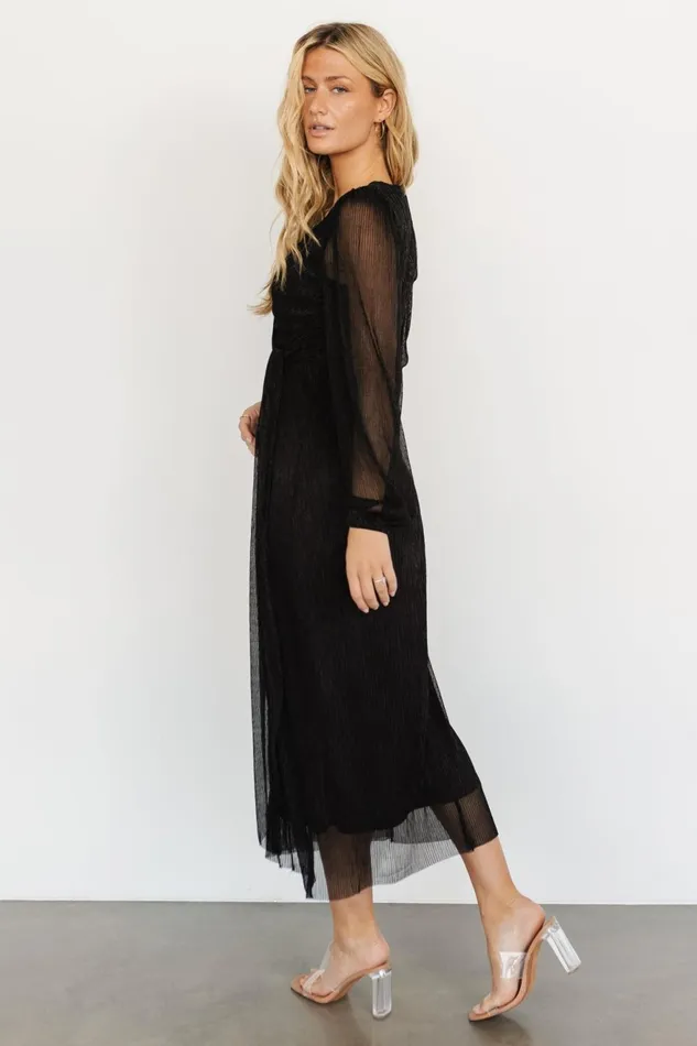 Women Mother Of The Bride Baltic Born Devlyn Pleated Dress Black Shimmer