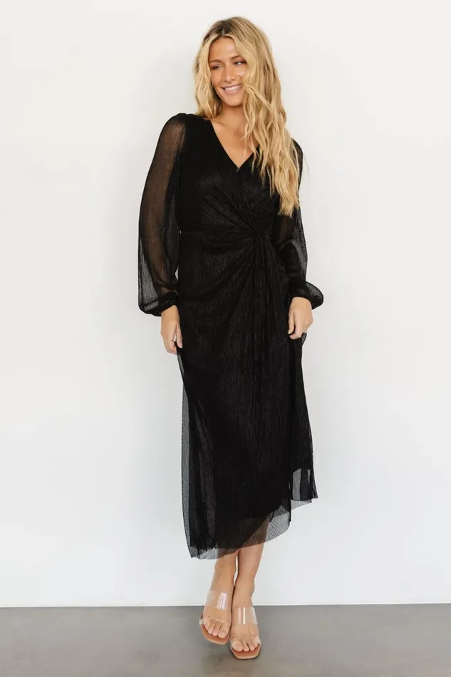 Women Mother Of The Bride Baltic Born Devlyn Pleated Dress Black Shimmer