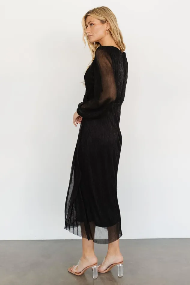 Women Mother Of The Bride Baltic Born Devlyn Pleated Dress Black Shimmer