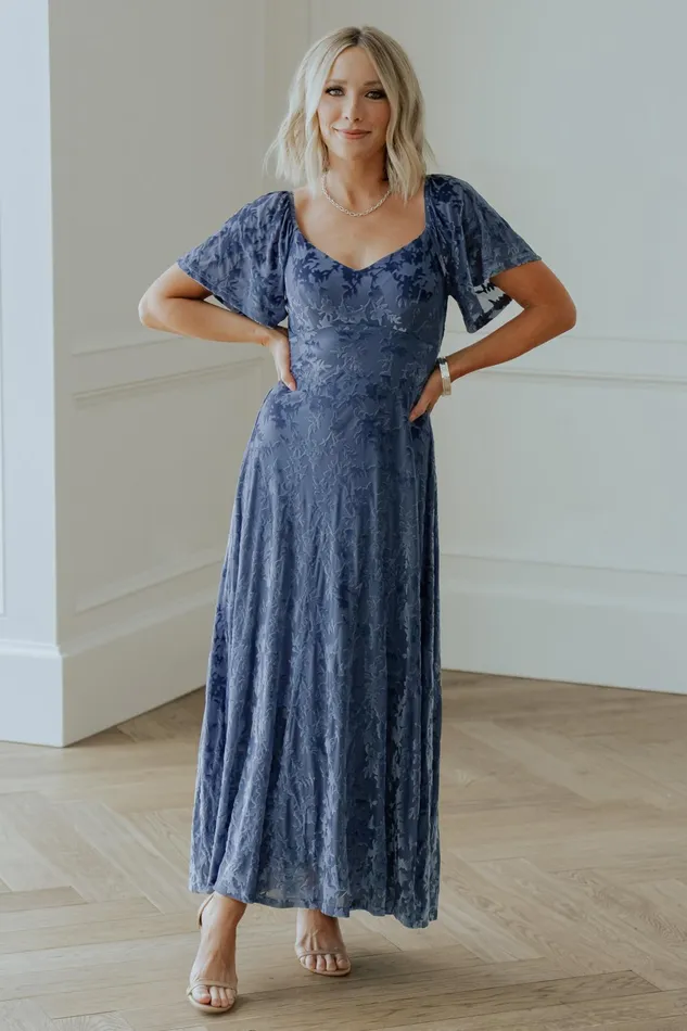 Women Mother Of The Bride Baltic Born Everley Velvet Maxi Dress Whisper Blue