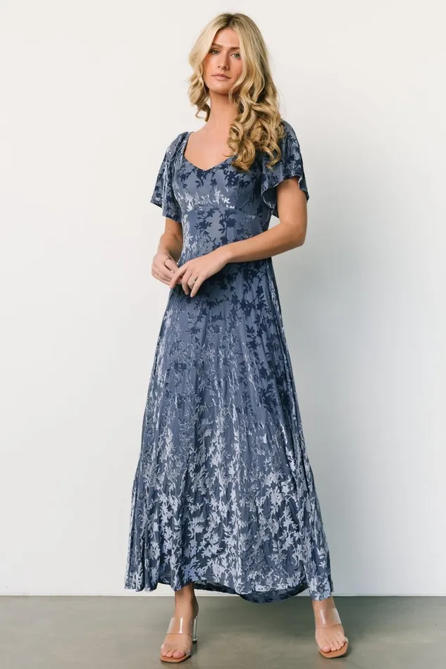 Women Mother Of The Bride Baltic Born Everley Velvet Maxi Dress Whisper Blue Women Mother Of The Bride Baltic Born Everley Velvet Maxi Dress Whisper Blue
