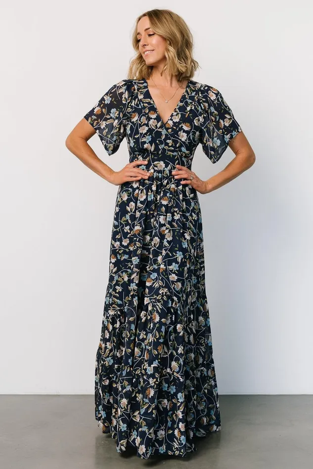 Women Mother Of The Bride Baltic Born Katherine Maxi Dress Dark Blue Floral