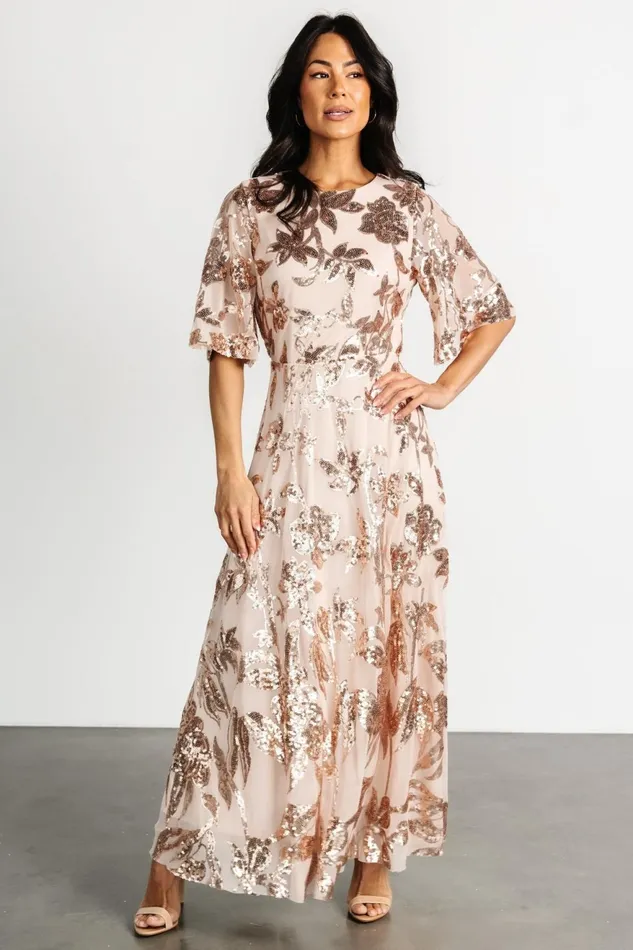 Women Mother Of The Bride Baltic Born Lucy Sequin Dress Rose Gold