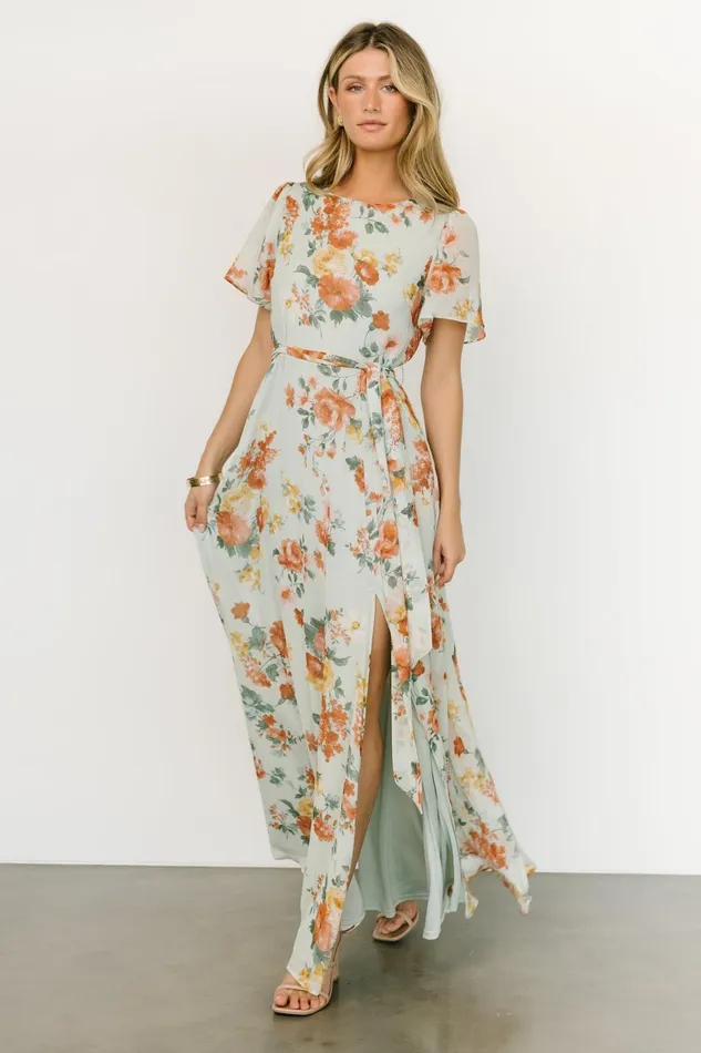 Women Mother Of The Bride Baltic Born Naomi Short Sleeve Maxi Dress Sage Floral Women Mother Of The Bride Baltic Born Naomi Short Sleeve Maxi Dress Sage Floral