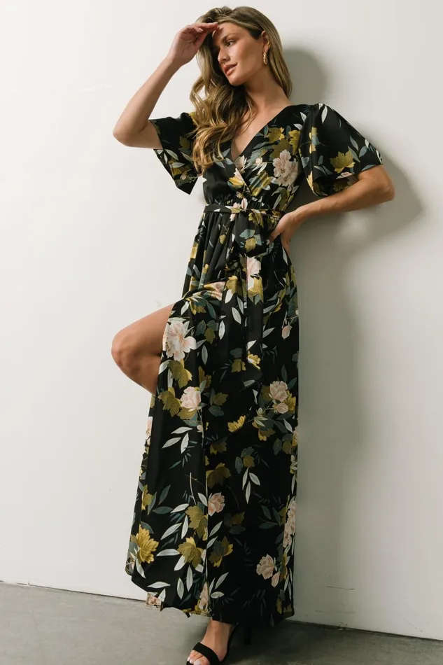 Women Mother Of The Bride Baltic Born Sicily Satin Maxi Dress Black Floral Women Mother Of The Bride Baltic Born Sicily Satin Maxi Dress Black Floral