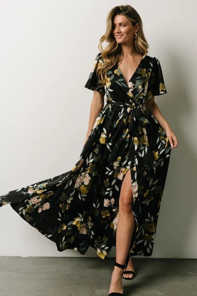Women Mother Of The Bride Baltic Born Sicily Satin Maxi Dress Black Floral Women Mother Of The Bride Baltic Born Sicily Satin Maxi Dress Black Floral